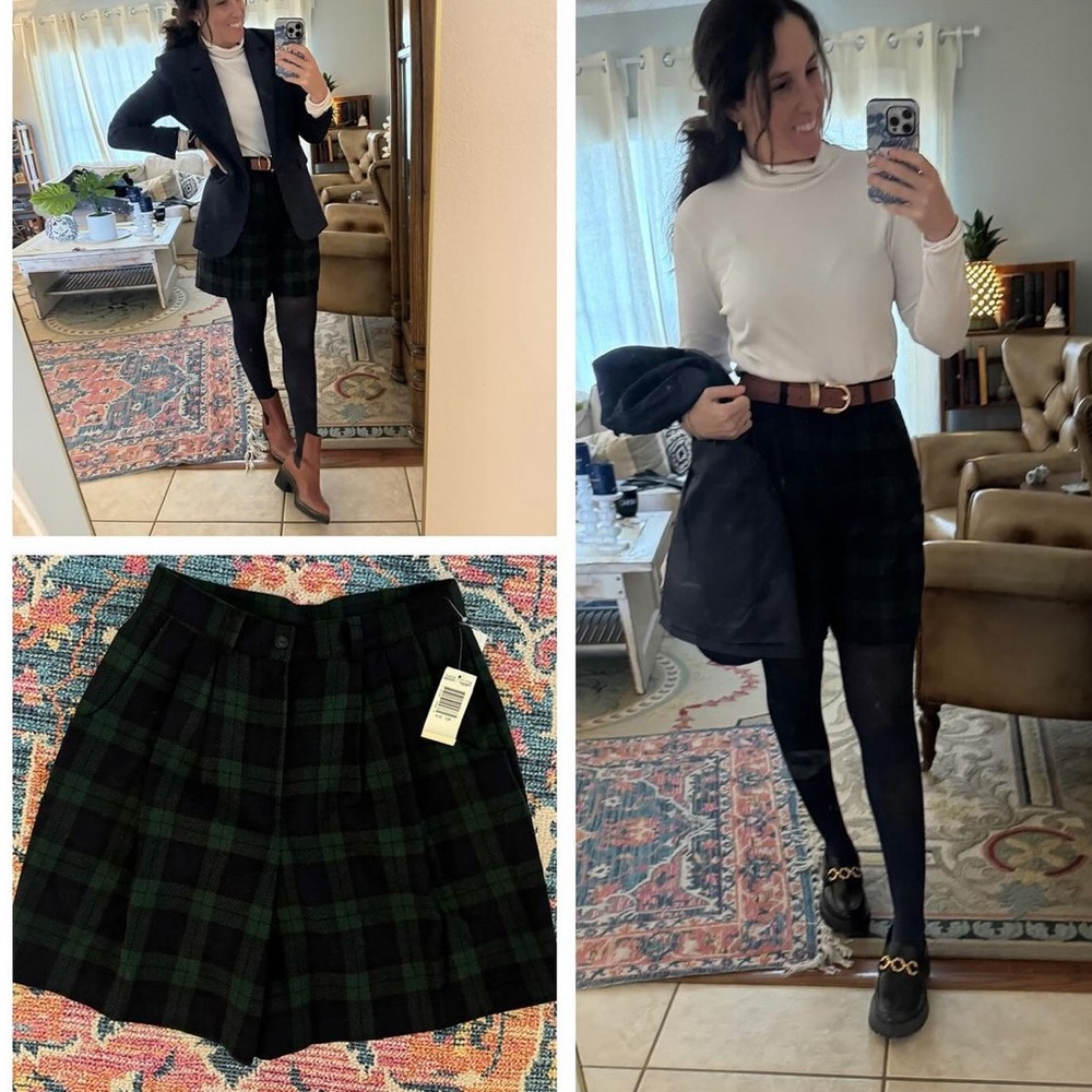 NWT Vintage Bridgewater classics wool shorts in black watch plaid.